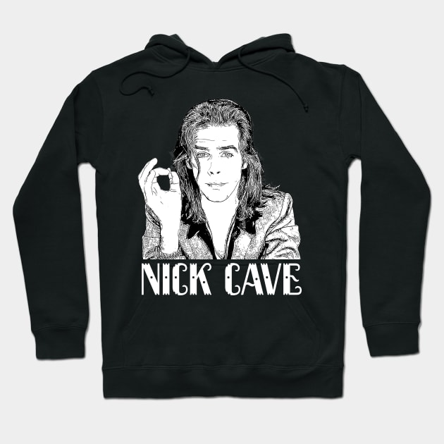 Retro Nick Cave smokes style Classic 80s Hoodie by Hand And Finger